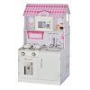 Vente flash ❤️ HOMCOM Cuisine Bois Jeu D’imitation – Maison De Poupée Cuisine Enfant 2 En 1 – Nombreux Accessoires & Rangements Inclus – MDF Pin Rose Blanc ⭐ 11