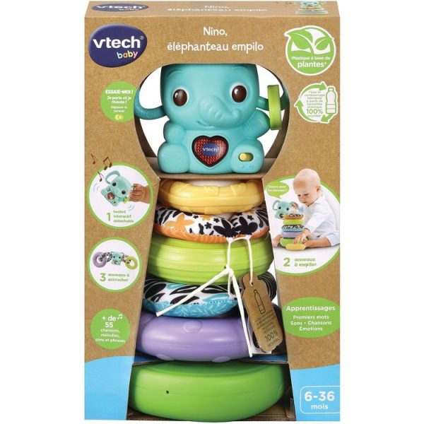 Meilleure vente 😍 VTECH BABY Nino, Éléphanteau Empilo 3 En 1 🔥 1