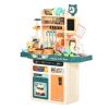 Meilleure affaire 🎁 HOMCOM Cuisine Pour Enfant – Dinette – Jeu D’imitation Complet 113 Accessoires Variés – Fonctions Sonores Et Lumineuses – PP ABS Beige Turquoise ✨ 11