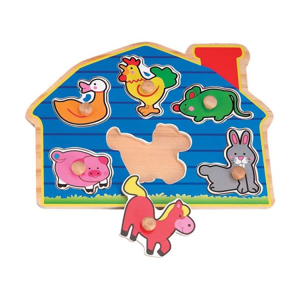 Grosses soldes 👍 Imagin Puzzle éveil En Bois Le Monde De La Ferme – 6 Pièces – Bleu ✨ 1