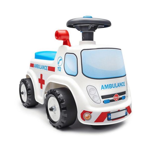 Bon marché ✨ FALQUET Porteur Ambulance Avec Assise Ouvrante Et Volant Directionnel Avec Klaxon 🔥 1