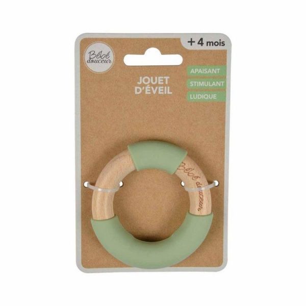 Coupon 🌟 Paris Prix Jouet D’Éveil Bébé Anneau En Bois 7cm Vert 😍 4