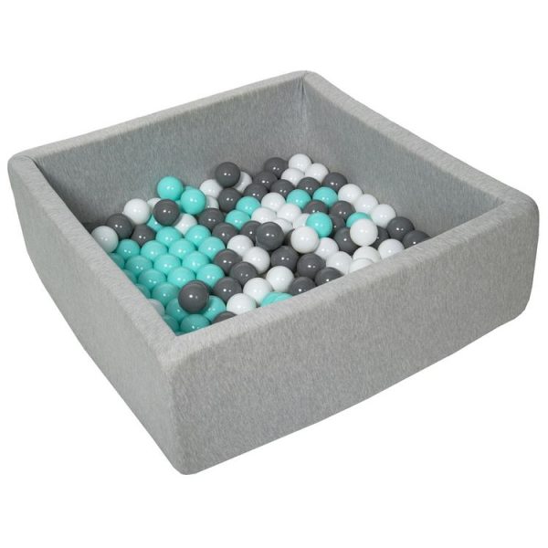 Sortie 🔔 Piscine à Balles Pour Enfant, 90×90 Cm, Aire De Jeu + 150 Balles Blanc, Gris, Turquoise ⌛ 1