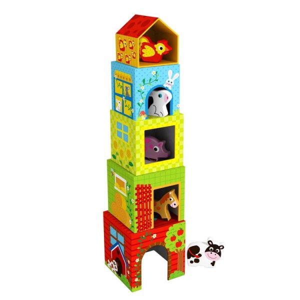 Coupon 👏 TOOKY TOY Jouet D’éveil – Cubes à Empiler – Pyramide Animaux Tooky Toy 🎉 1