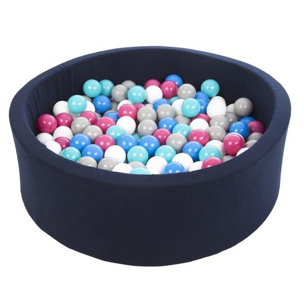 Promo 😀 Piscine à Balles Aire De Jeu + 200 Balles Bleu Marine Blanc,bleu,rose,gris,turquoise ⌛ 1