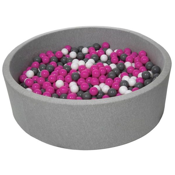 Promo 🎁 Piscine à Balles Pour Enfant, Diamètre Env.125 Cm + 900 Balles Blanc, Rose, Gris ✔️ 1