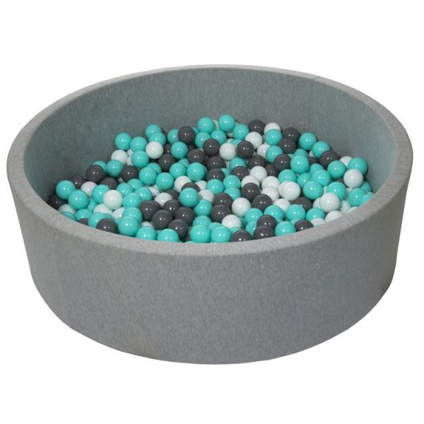 Budget 🔥 Piscine à Balles Pour Enfant, Diamètre Env.125 Cm, Aire De Jeu + 600 Balles, Gris, Turquoise ⭐ 1