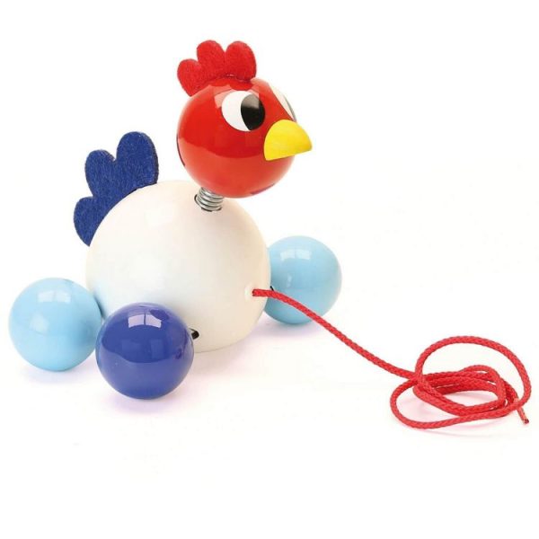 Vente flash ✔️ Vilac Jouet à Tirer En Bois : Cocorico Le Coq à Promener 🥰 1